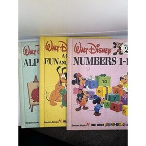 Bantam Books Disney Fun-to-Learn Library Lot Alphabet A-Z & Numbers 1-10 1983